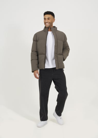 Brave Soul Taupe Funnel Neck Padded Jacket