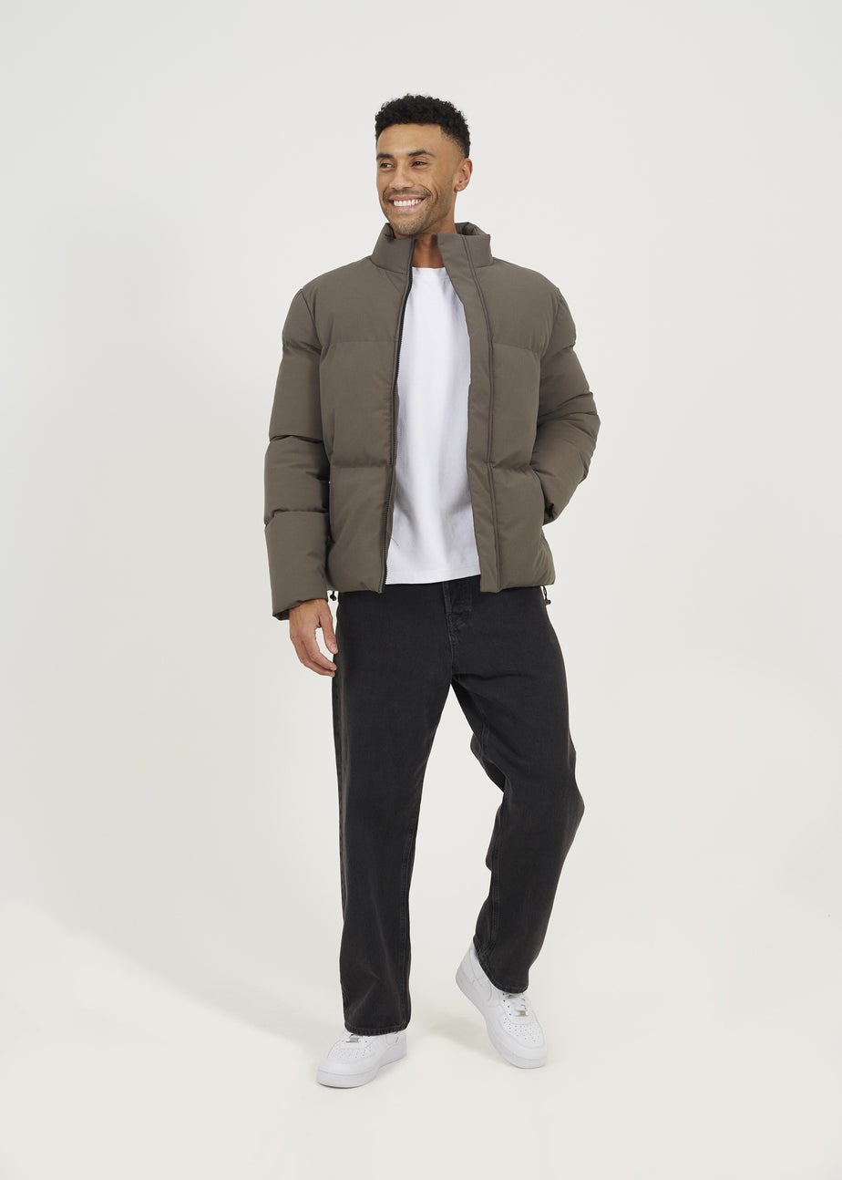 Brave Soul Taupe Funnel Neck Padded Jacket