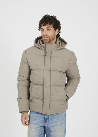 Brave Soul Taupe Hooded Padded Jacket