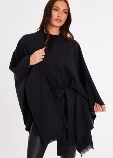 Quiz Black Tie Waist Cape