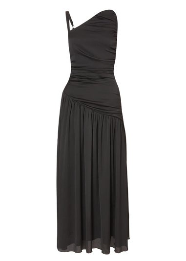 Quiz Black Asymmetric Drop Waist Midaxi Dress