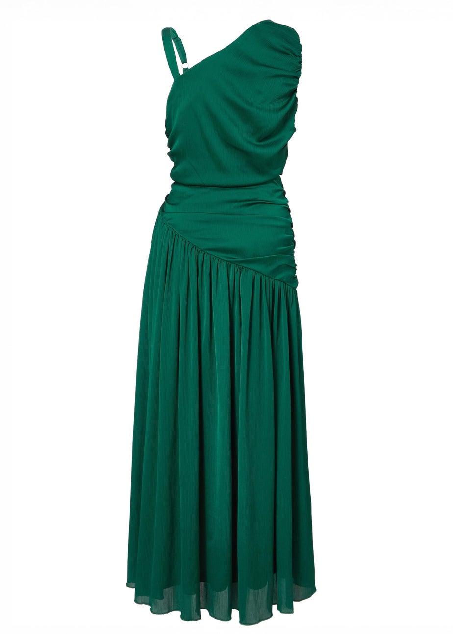 Quiz Green Asymmetric Drop Waist Midaxi Dress