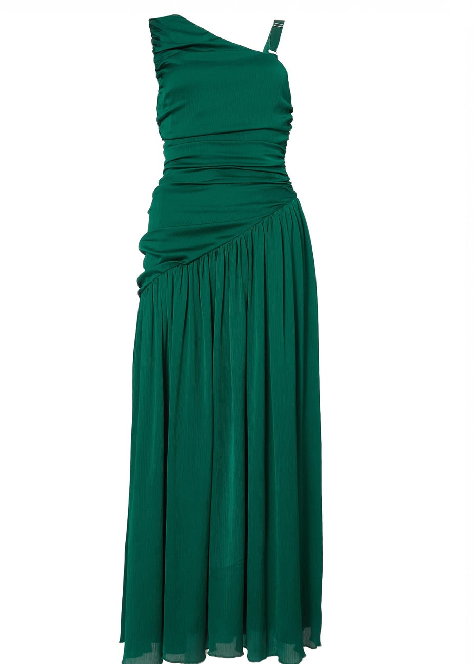 Quiz Green Asymmetric Drop Waist Midaxi Dress