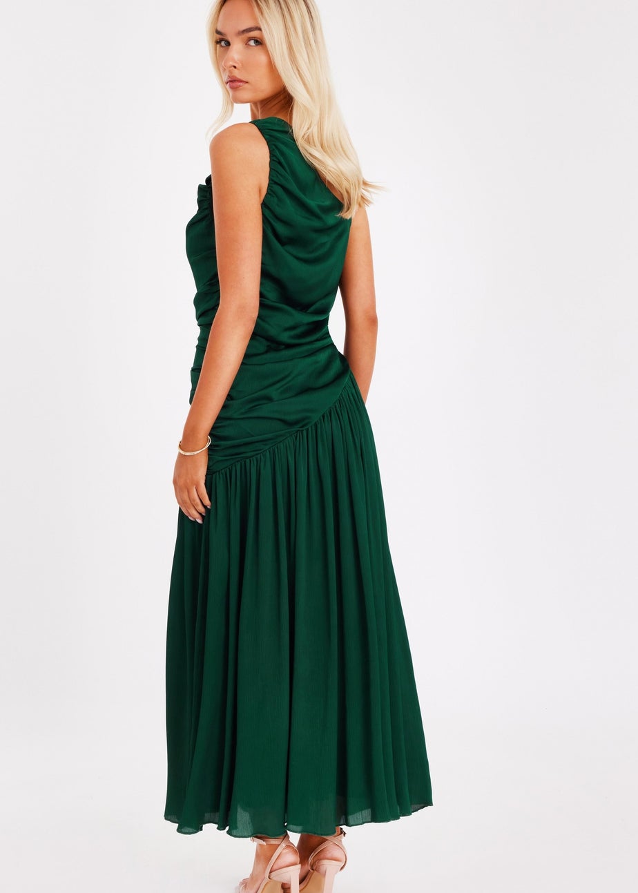 Quiz Green Asymmetric Drop Waist Midaxi Dress