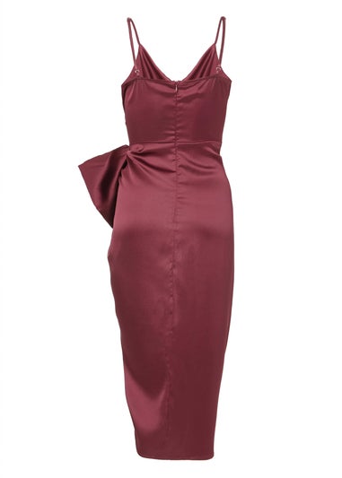 Quiz Burgundy Bow Front Midi Dress