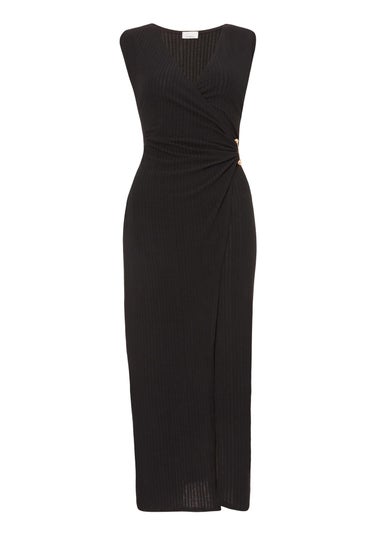 Quiz Black Cap Sleeve Midaxi Dress