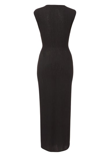 Quiz Black Cap Sleeve Midaxi Dress