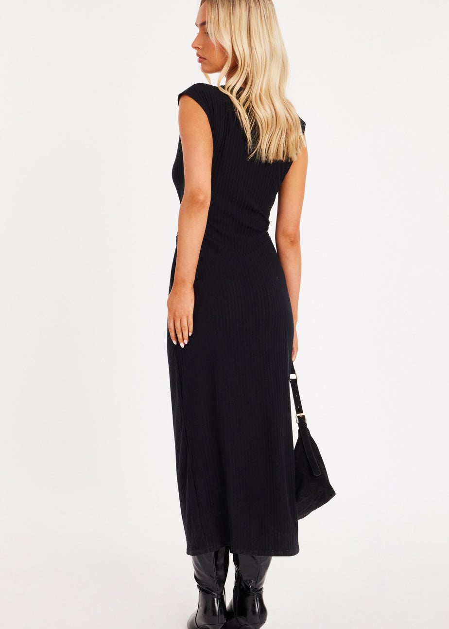 Quiz Black Cap Sleeve Midaxi Dress