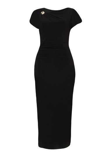 Quiz Black Cap Sleeve Midi Dress
