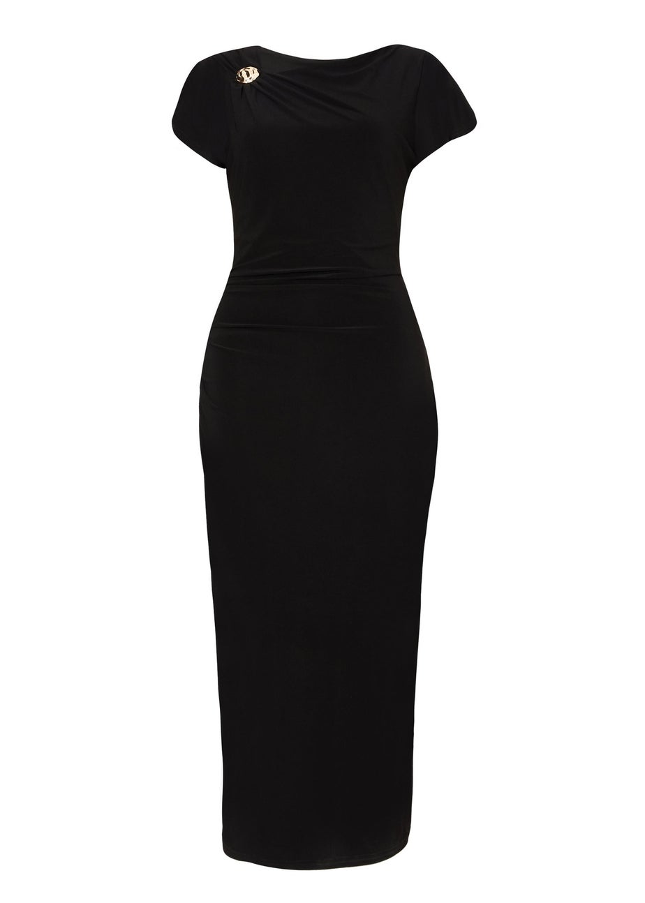 Quiz Black Cap Sleeve Midi Dress