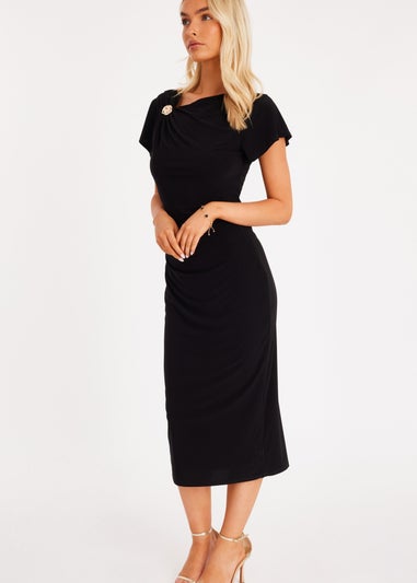 Quiz Black Cap Sleeve Midi Dress