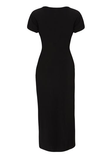 Quiz Black Cap Sleeve Midi Dress
