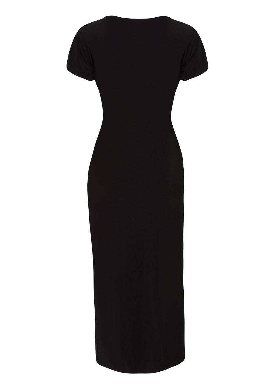 Quiz Black Cap Sleeve Midi Dress
