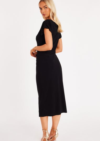 Quiz Black Cap Sleeve Midi Dress