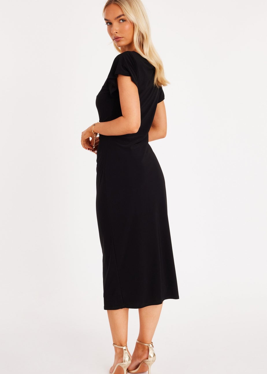 Quiz Black Cap Sleeve Midi Dress