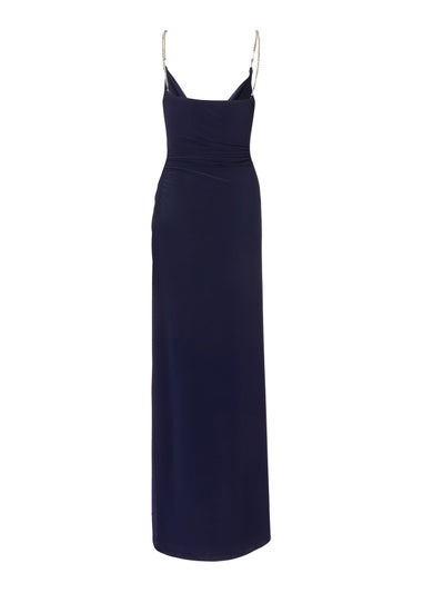 Quiz Navy Diamante Strap Maxi Dress