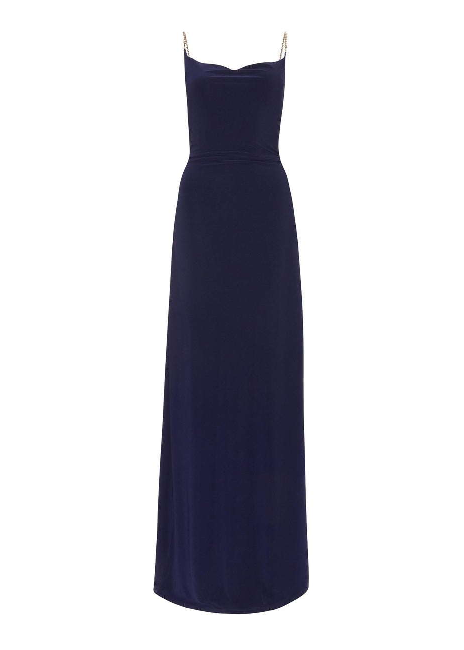 Quiz Navy Diamante Strap Maxi Dress