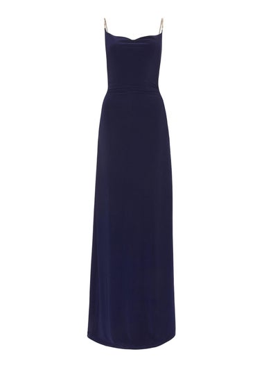 Quiz Navy Diamante Strap Maxi Dress