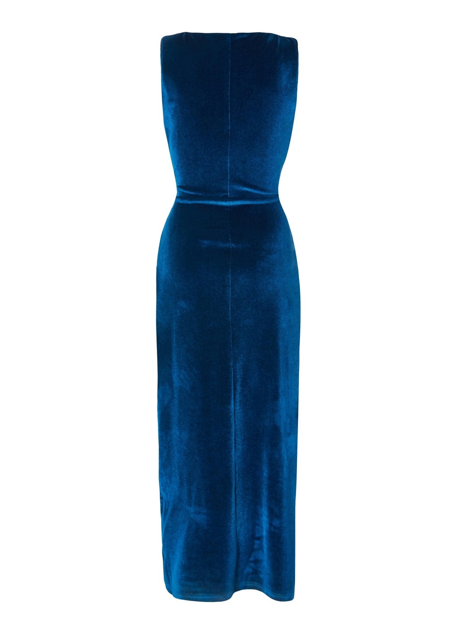 Quiz Turquoise Velvet Sleeveless Midaxi Dress