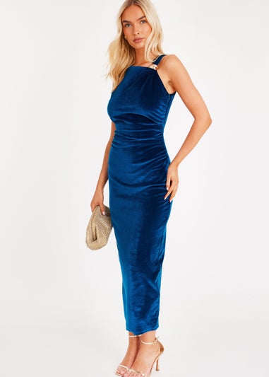 Quiz Turquoise Velvet Sleeveless Midaxi Dress