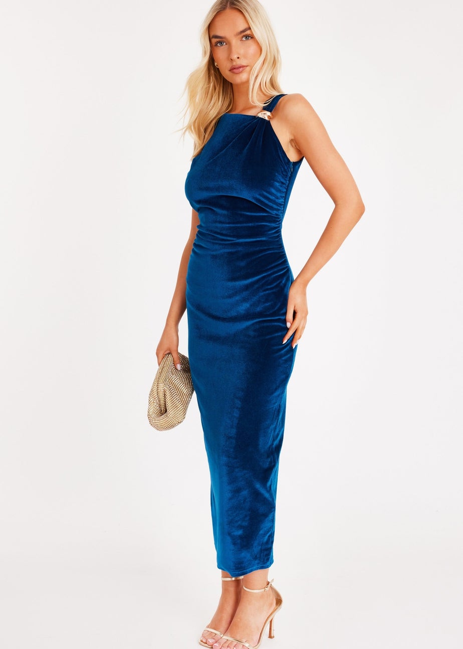 Quiz Turquoise Velvet Sleeveless Midaxi Dress