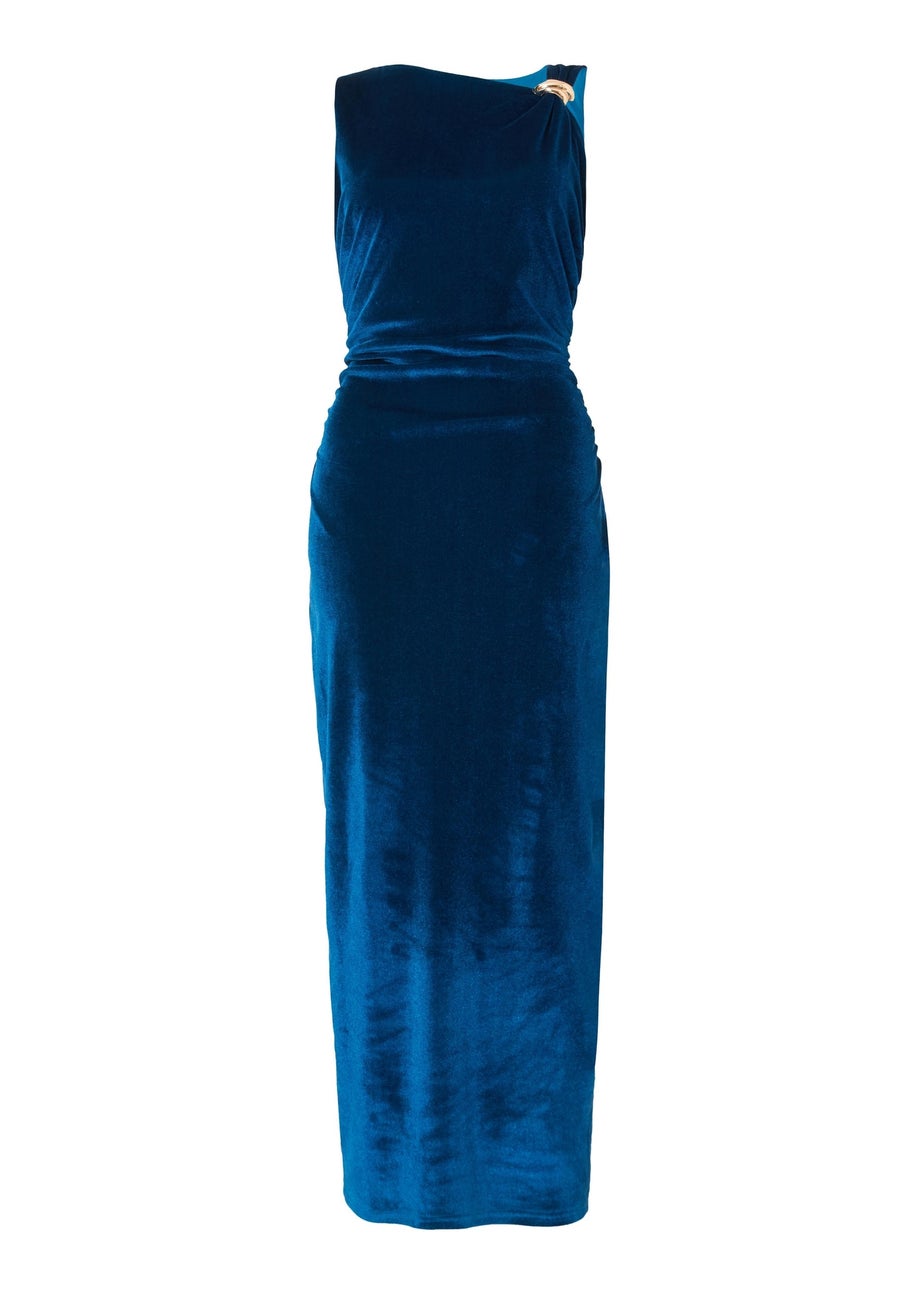 Quiz Turquoise Velvet Sleeveless Midaxi Dress