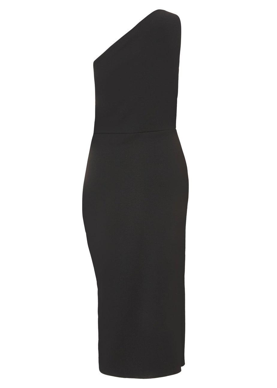 Quiz Black Corsage One Shoulder Midi Dress