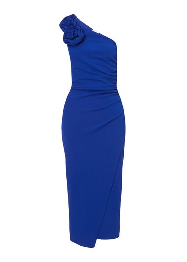 Quiz Blue Corsage One Shoulder Midi Dress