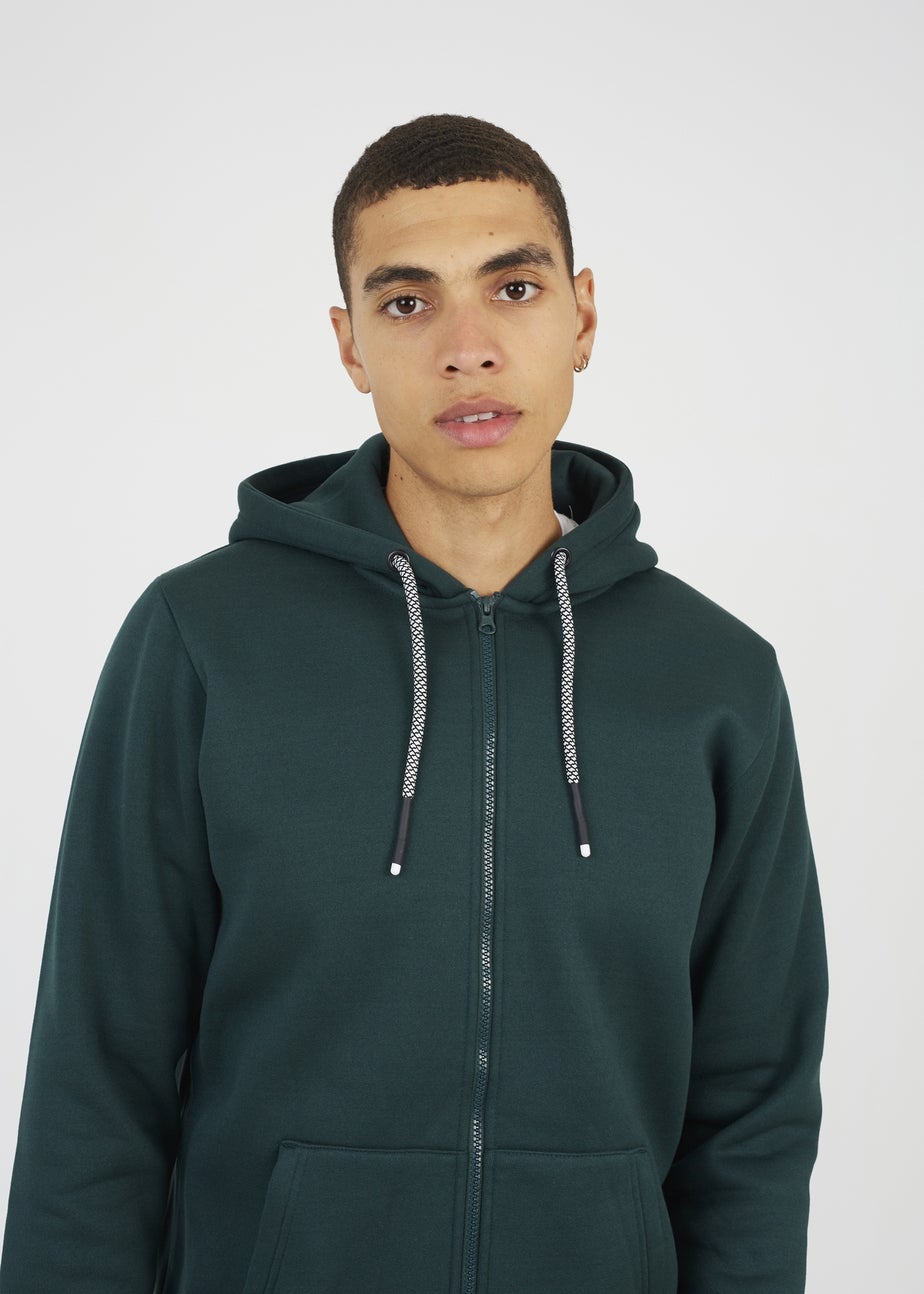 Brave Soul Dark Green Full Zip Hoodie