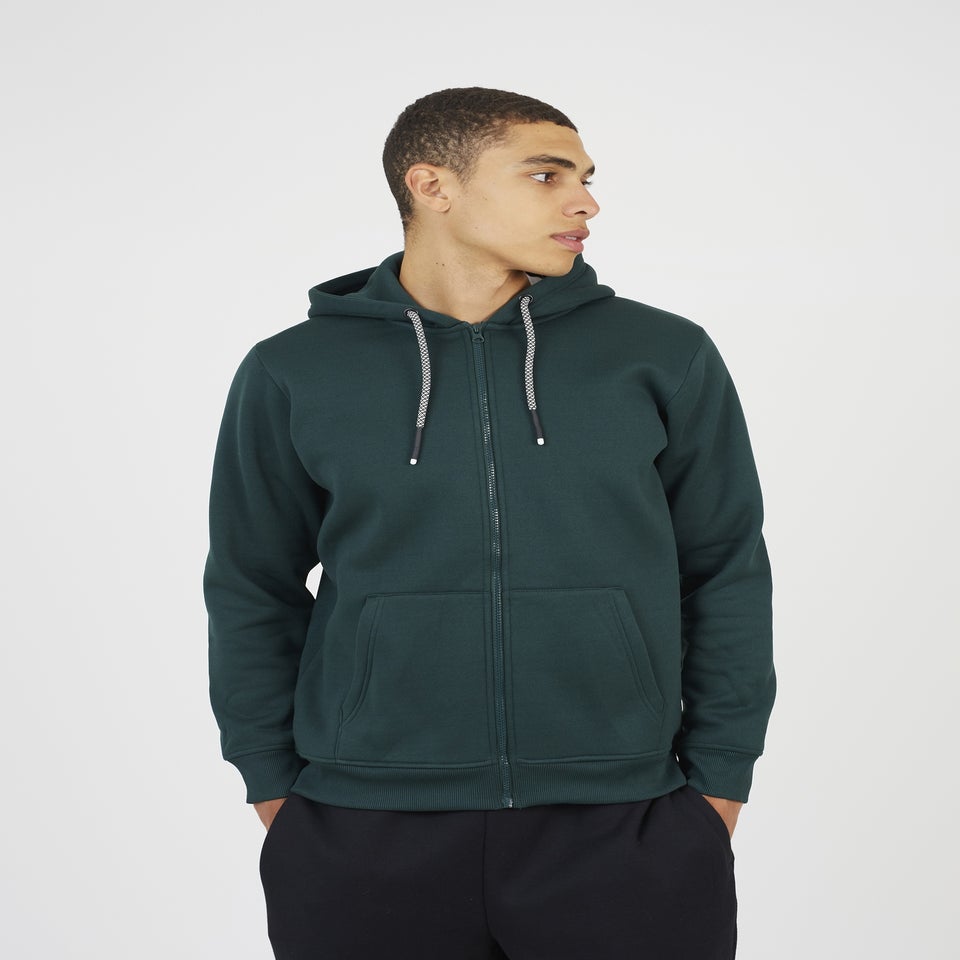 Brave Soul Dark Green Full Zip Hoodie
