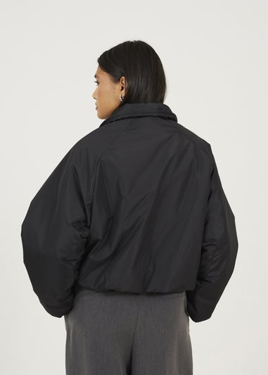 Brave Soul Black Cropped Oversized Raglan Sleeve Padded Jacket
