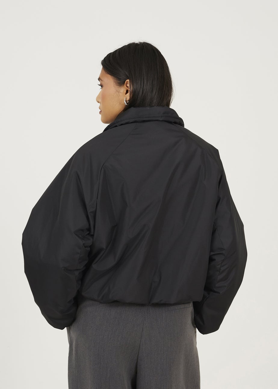 Brave Soul Black Cropped Oversized Raglan Sleeve Padded Jacket