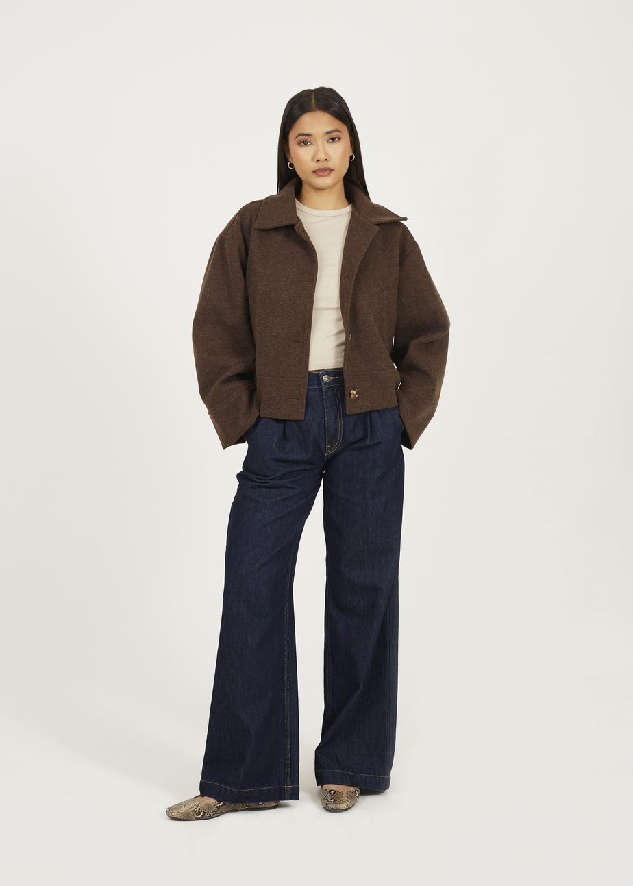 Brave Soul Chocolate Short Collared Jacket