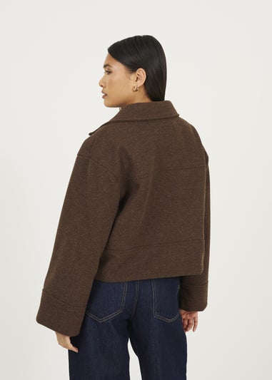Brave Soul Chocolate Short Collared Jacket