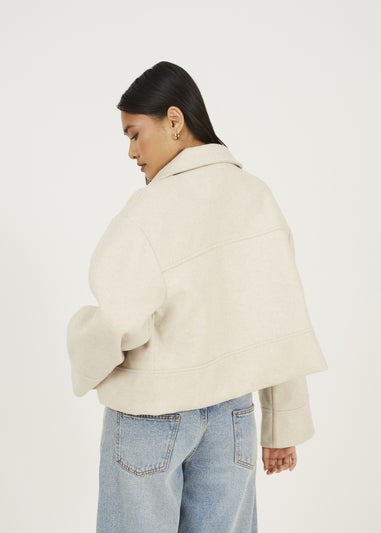 Brave Soul Beige Short Collared Jacket