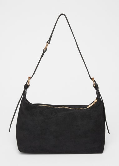 Quiz Black Faux Suede Shoulder Bag