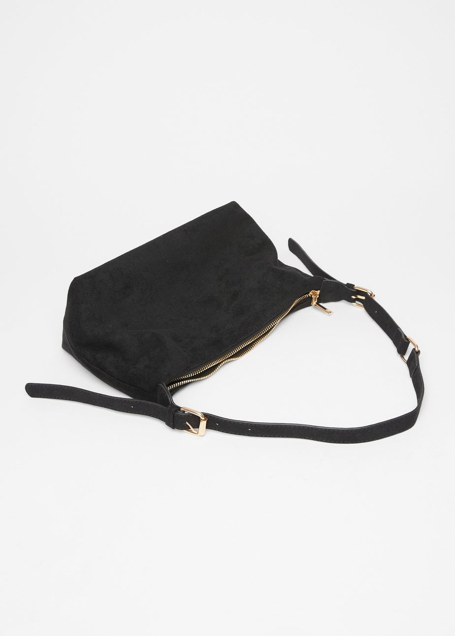 Quiz Black Faux Suede Shoulder Bag