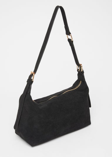Quiz Black Faux Suede Shoulder Bag
