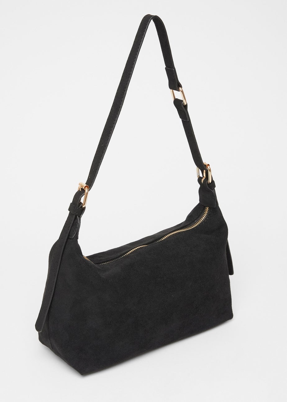 Quiz Black Faux Suede Shoulder Bag