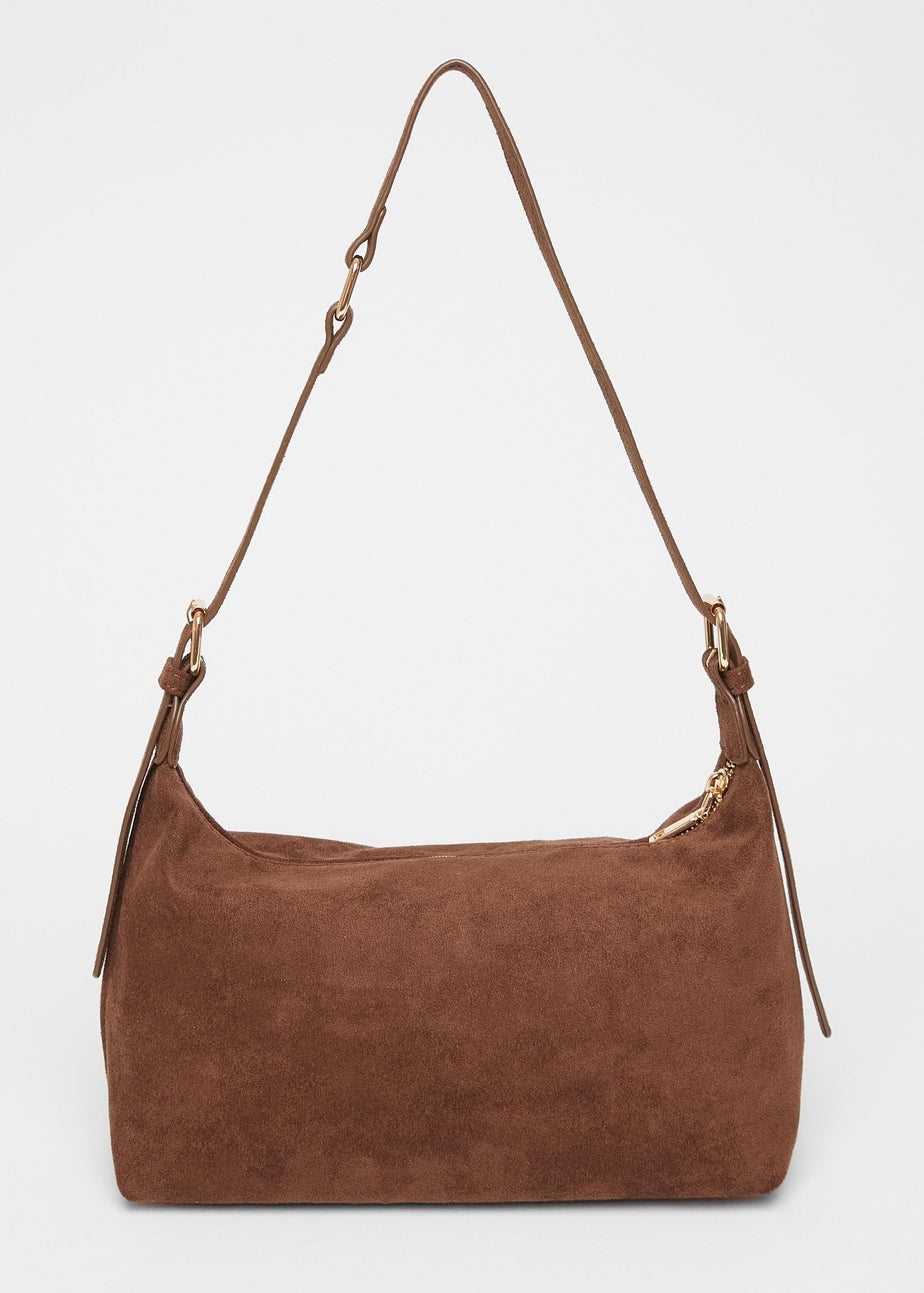 Quiz Brown Faux Suede Shoulder Bag
