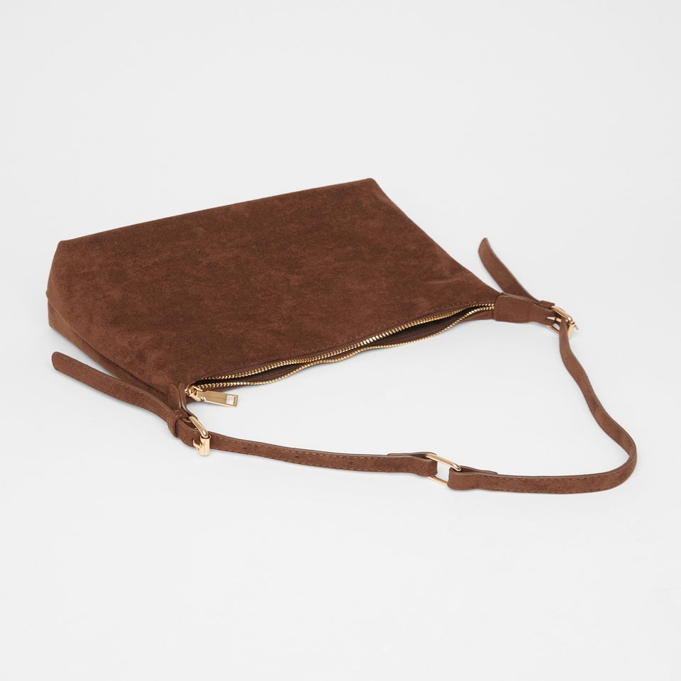 Quiz Brown Faux Suede Shoulder Bag