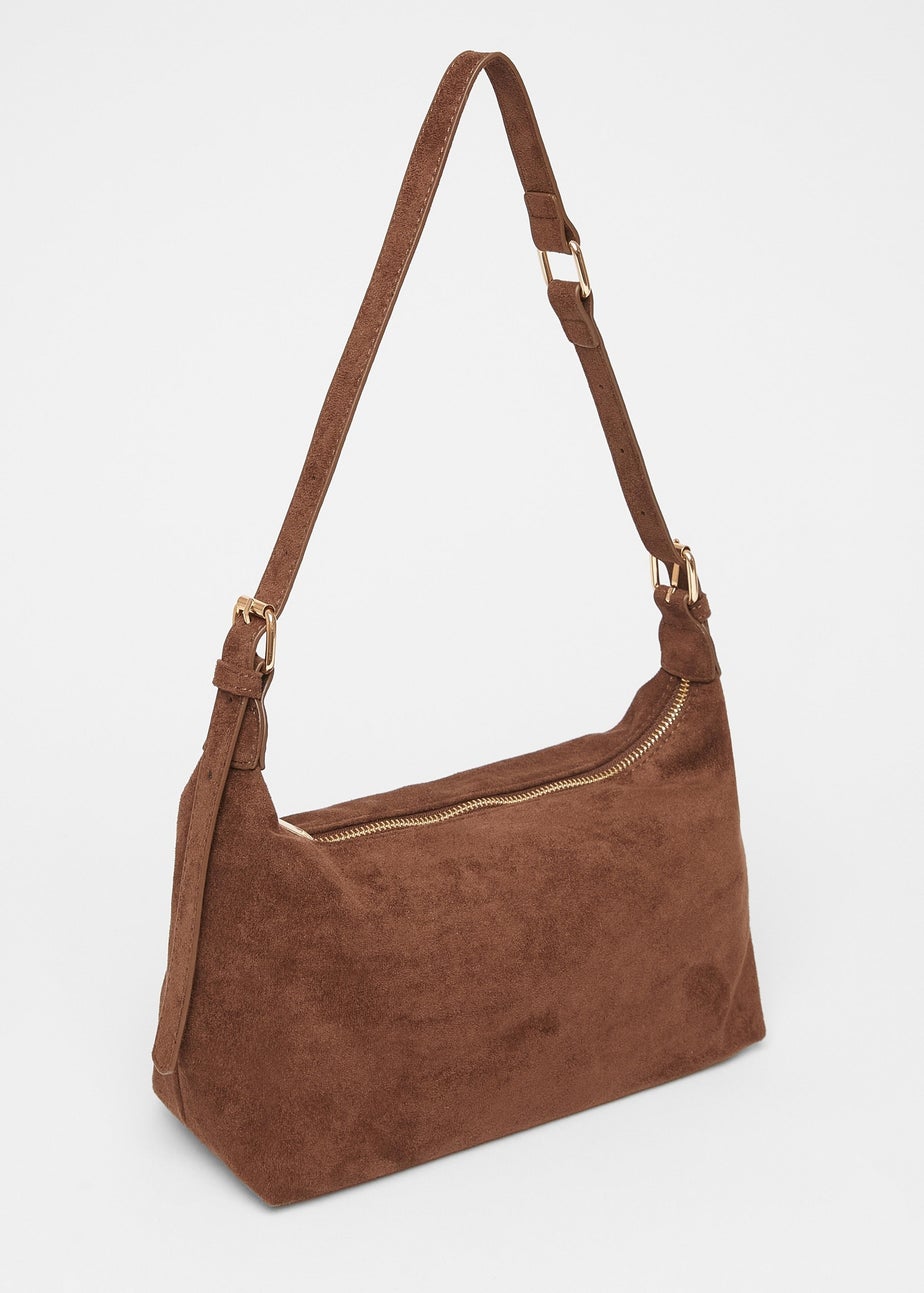 Quiz Brown Faux Suede Shoulder Bag