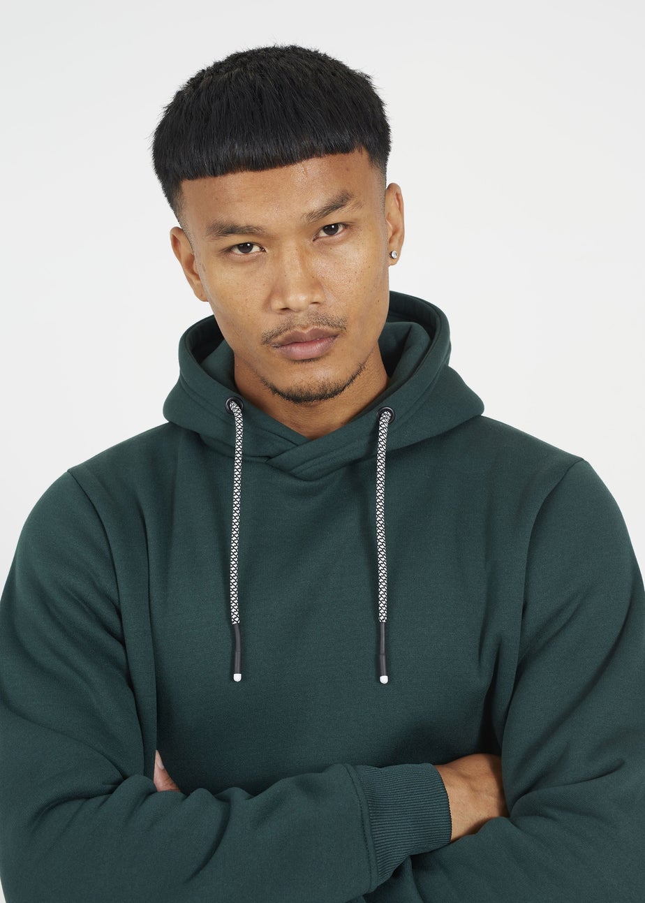 Brave Soul Dark Green Hoodie with Crossover Neck