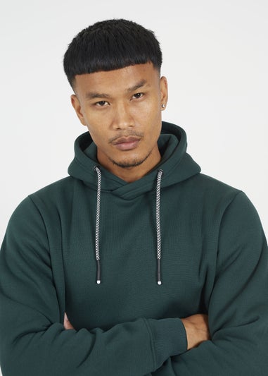 Brave Soul Dark Green Hoodie with Crossover Neck