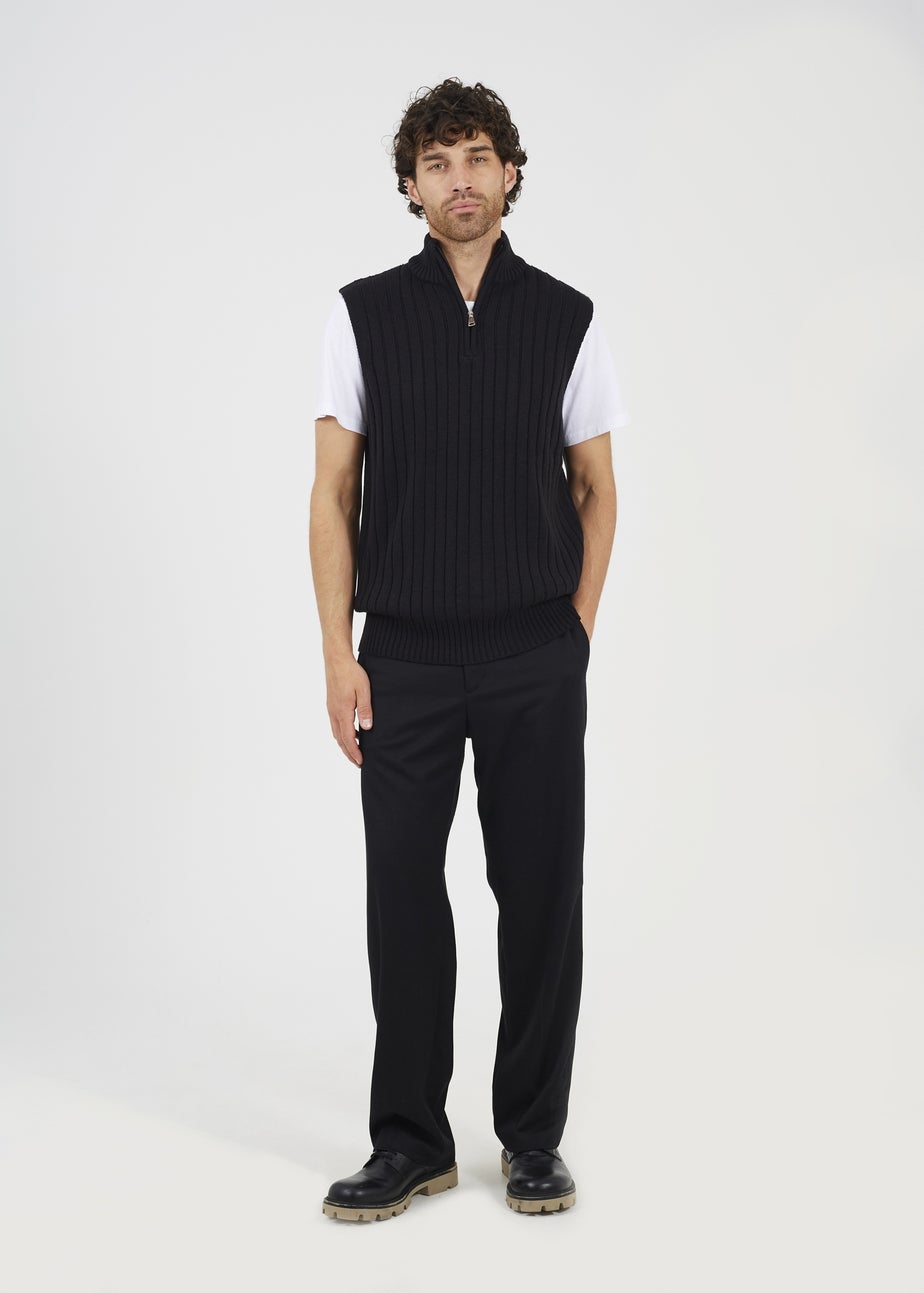 Brave Soul Black Sleeveless Quarter Zip Jumper