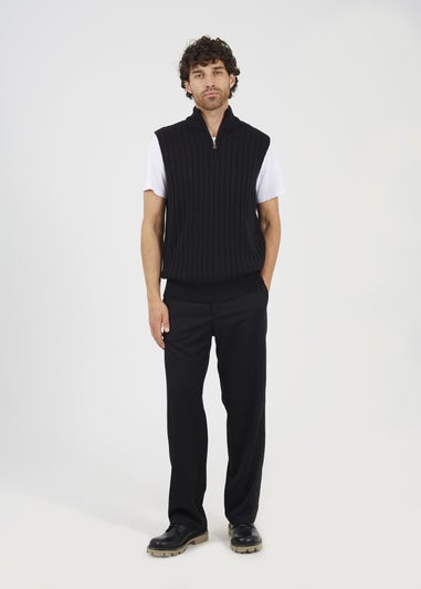 Brave Soul Black Sleeveless Quarter Zip Jumper