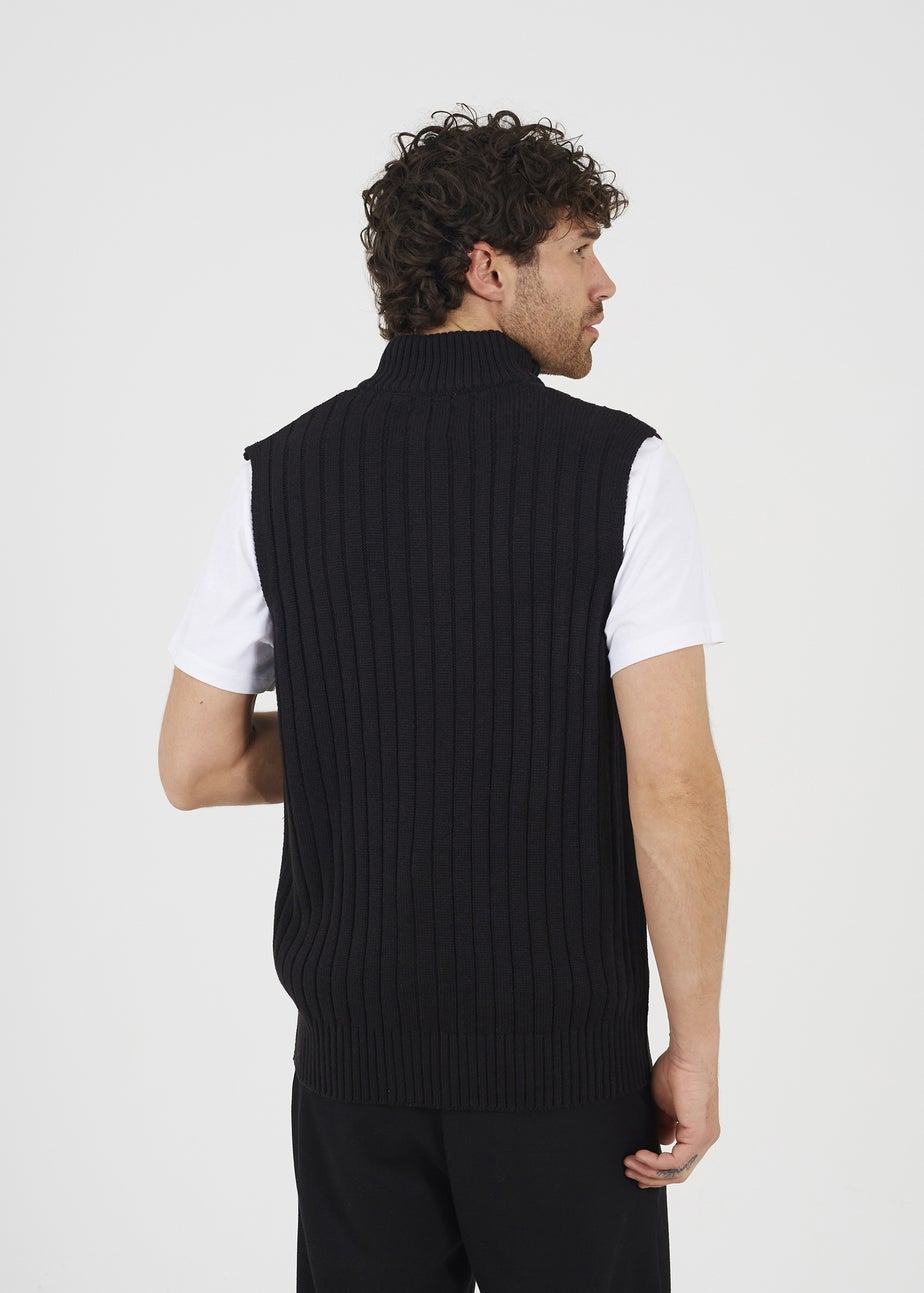 Brave Soul Black Sleeveless Quarter Zip Jumper