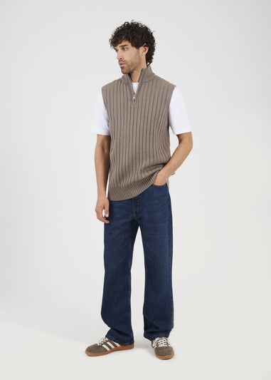 Brave Soul Grey Sleeveless Quarter Zip Jumper