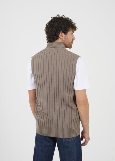 Brave Soul Grey Sleeveless Quarter Zip Jumper