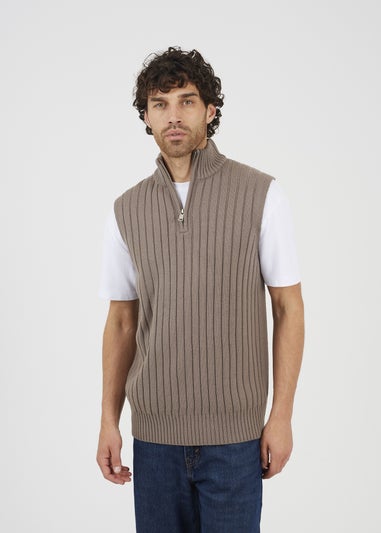 Brave Soul Grey Sleeveless Quarter Zip Jumper